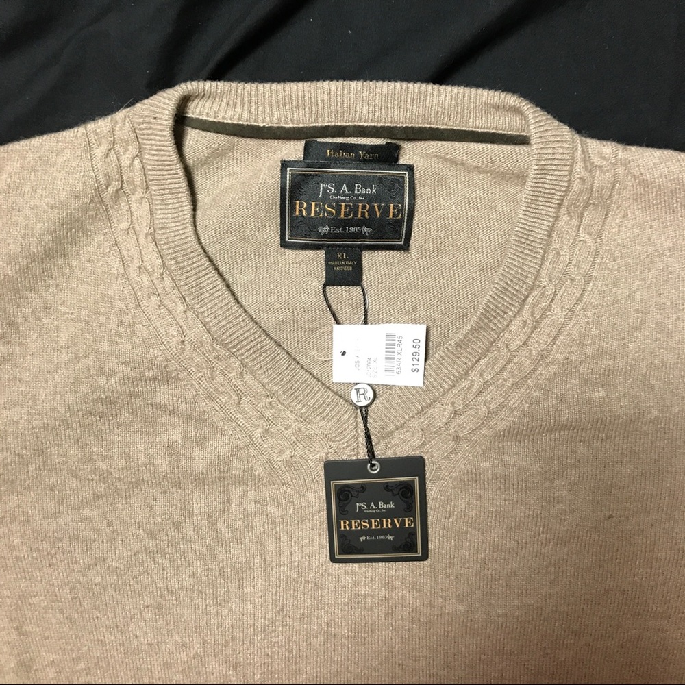 Jos a bank reserve tan wool blend sweater